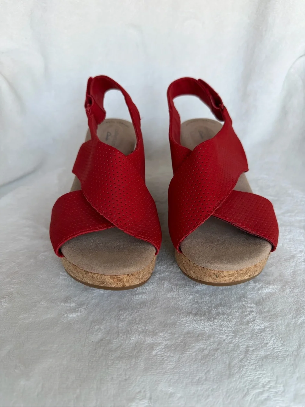 Clarks Collection Maritsa Lara Red Wedge Sandals US 8 NWOB MSRP $129